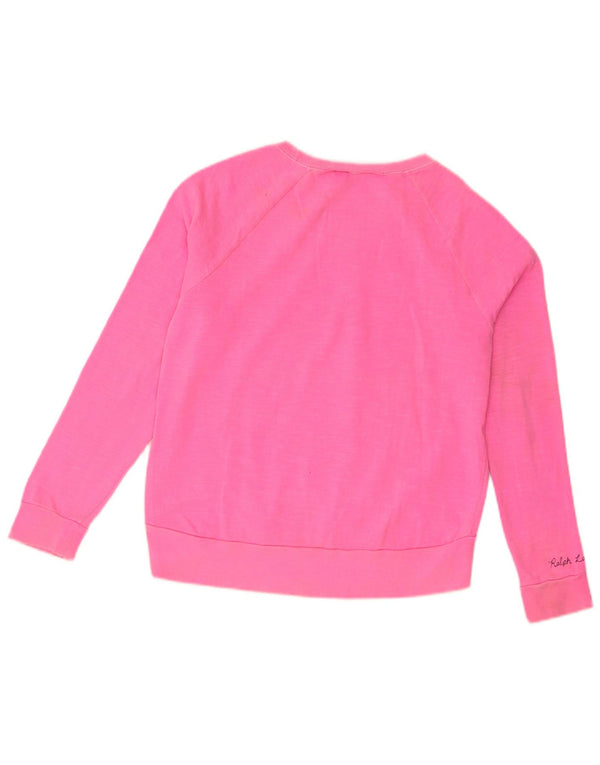 Ralph Lauren Girls Graphic Sweatshirt Jumper 13-14 Years Large Pink Cotton