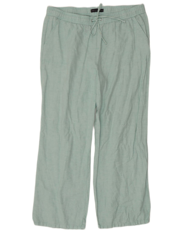 MARKS & SPENCER Womens Wide Leg Chino Trousers UK 16 Large W36 L29 Blue