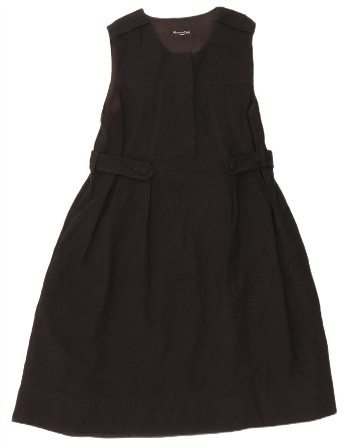 Massimo Dutti Womens Sleeveless A-Line Dress EU 38 Small Black Wool
