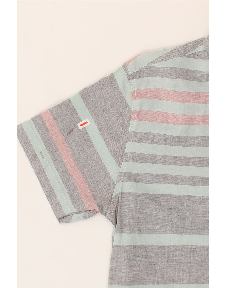 LEVI'S Mens Short Sleeve Shirt Large Grey Striped Cotton Vintage Levi's and Second-Hand Levi's from Messina Hembry 