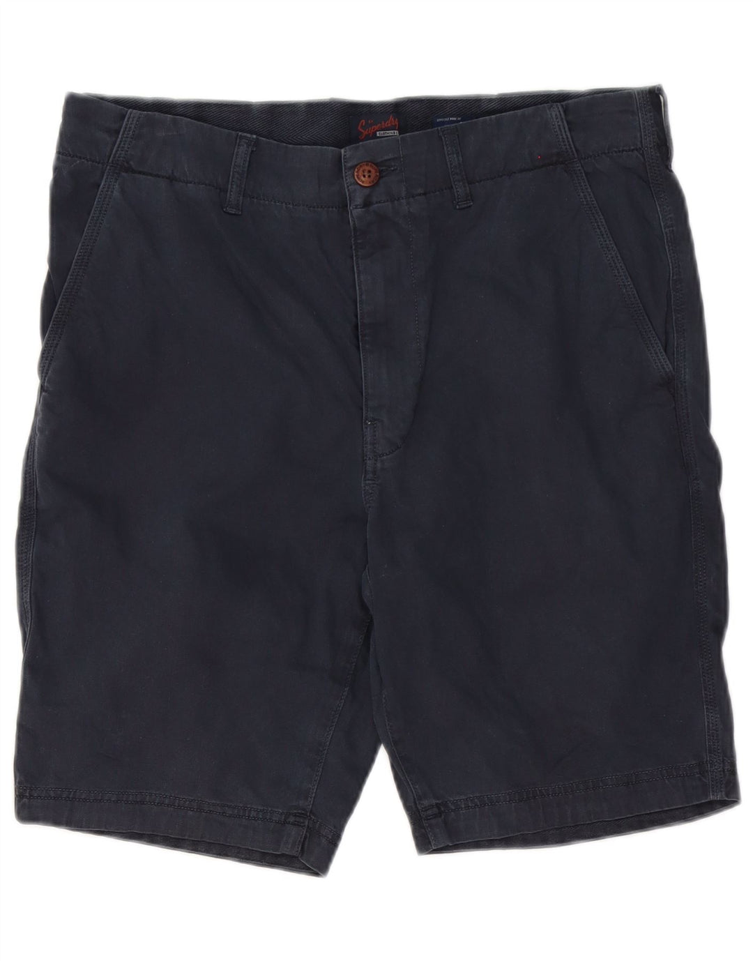Superdry Mens Chino Shorts W32 Medium Navy Blue Cotton