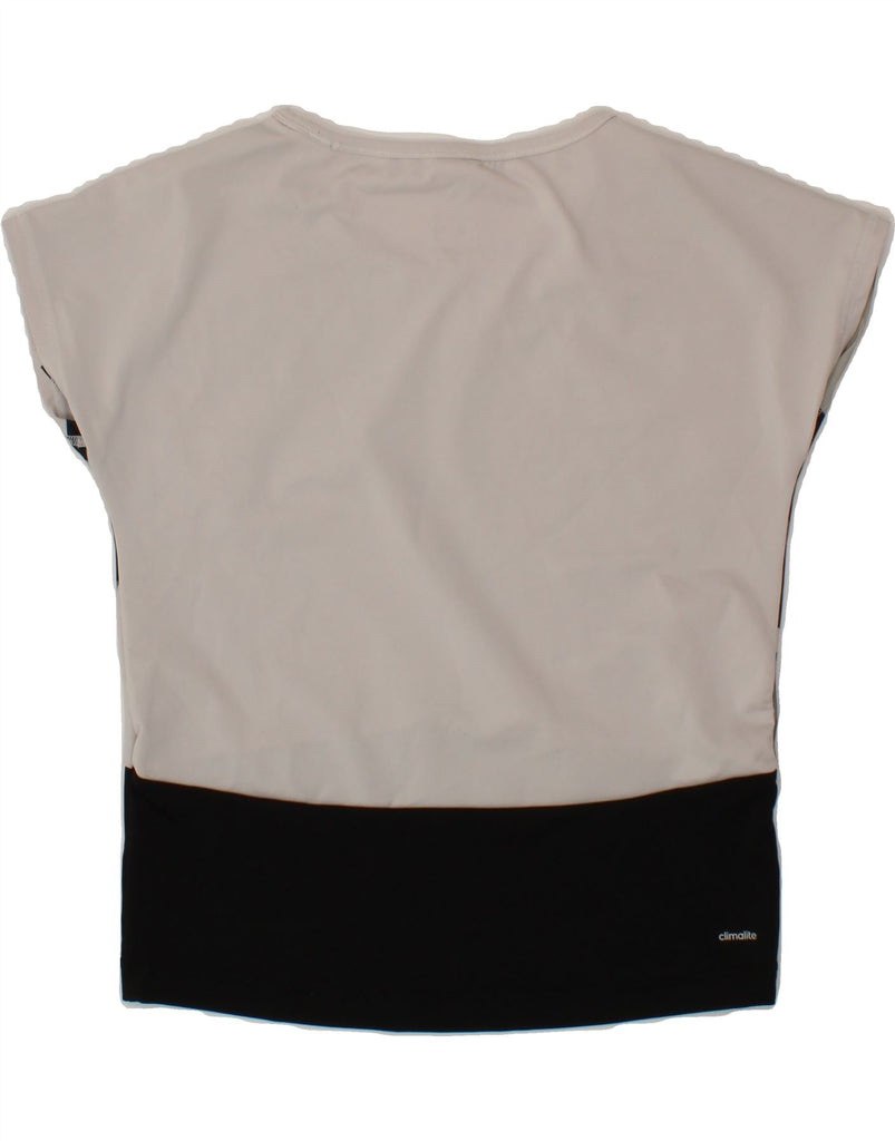 ADIDAS Girls Climalite Graphic T-Shirt Top 13-14 Years Black Colourblock Vintage Adidas and Second-Hand Adidas from Messina Hembry 