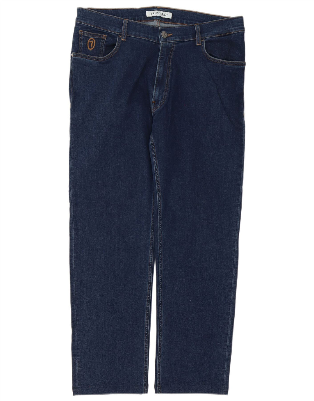 TRUSSARDI Mens Straight Jeans W36 L28 Navy Blue Cotton