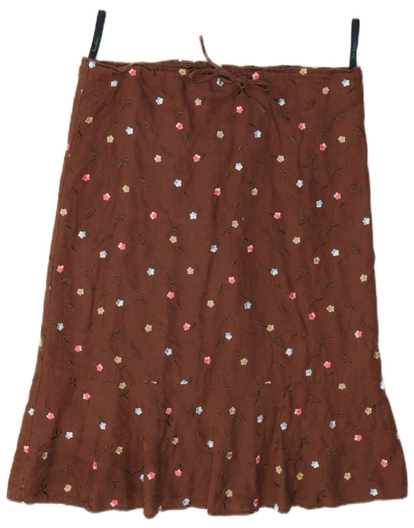 Boden Womens A-Line Skirt UK 10 Small W34 Brown Spotted Linen