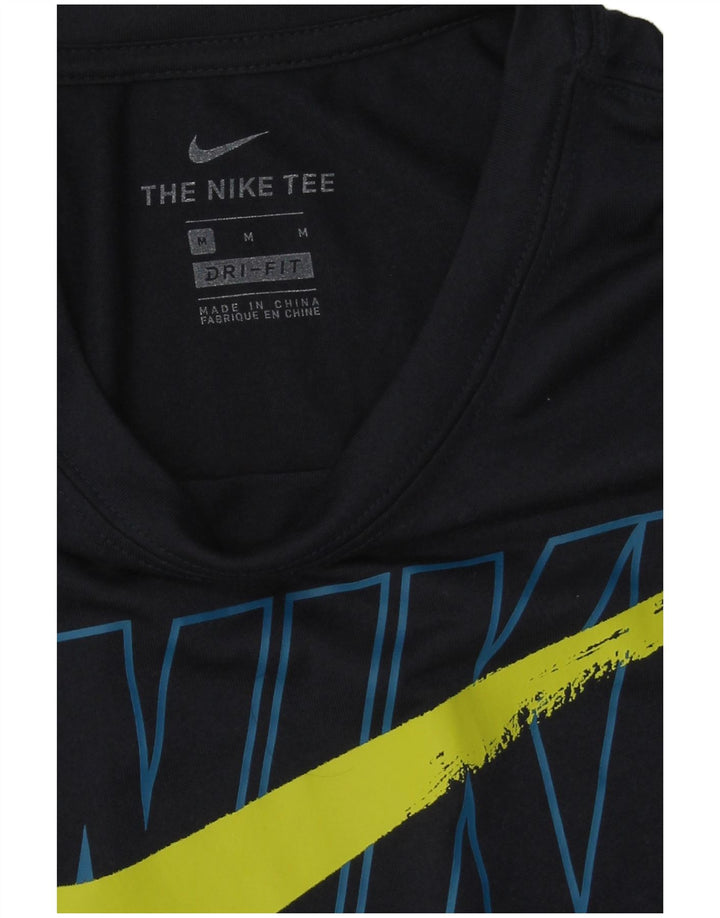 Nike Mens Dri Fit Graphic T-Shirt Top Medium Navy Blue Polyester