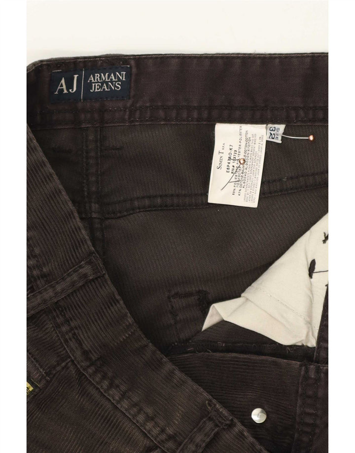 Armani Mens Straight Corduroy Trousers W32 L34 Brown Polyester