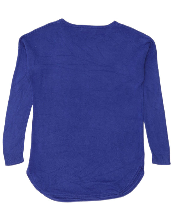 Marks & Spencer Womens Boat Neck Jumper Sweater UK 10 Small Blue Acrylic
