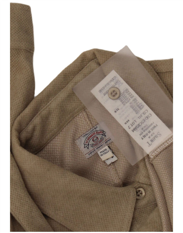 Armani Jeans Womens Shirt UK 10 Small  Beige Viscose