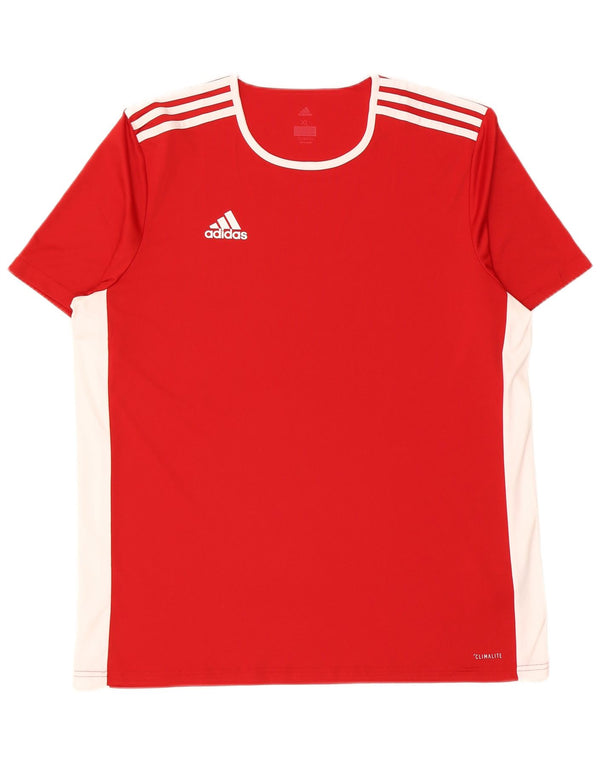 Adidas Mens Climalite T-Shirt Top XL Red Colourblock Polyester