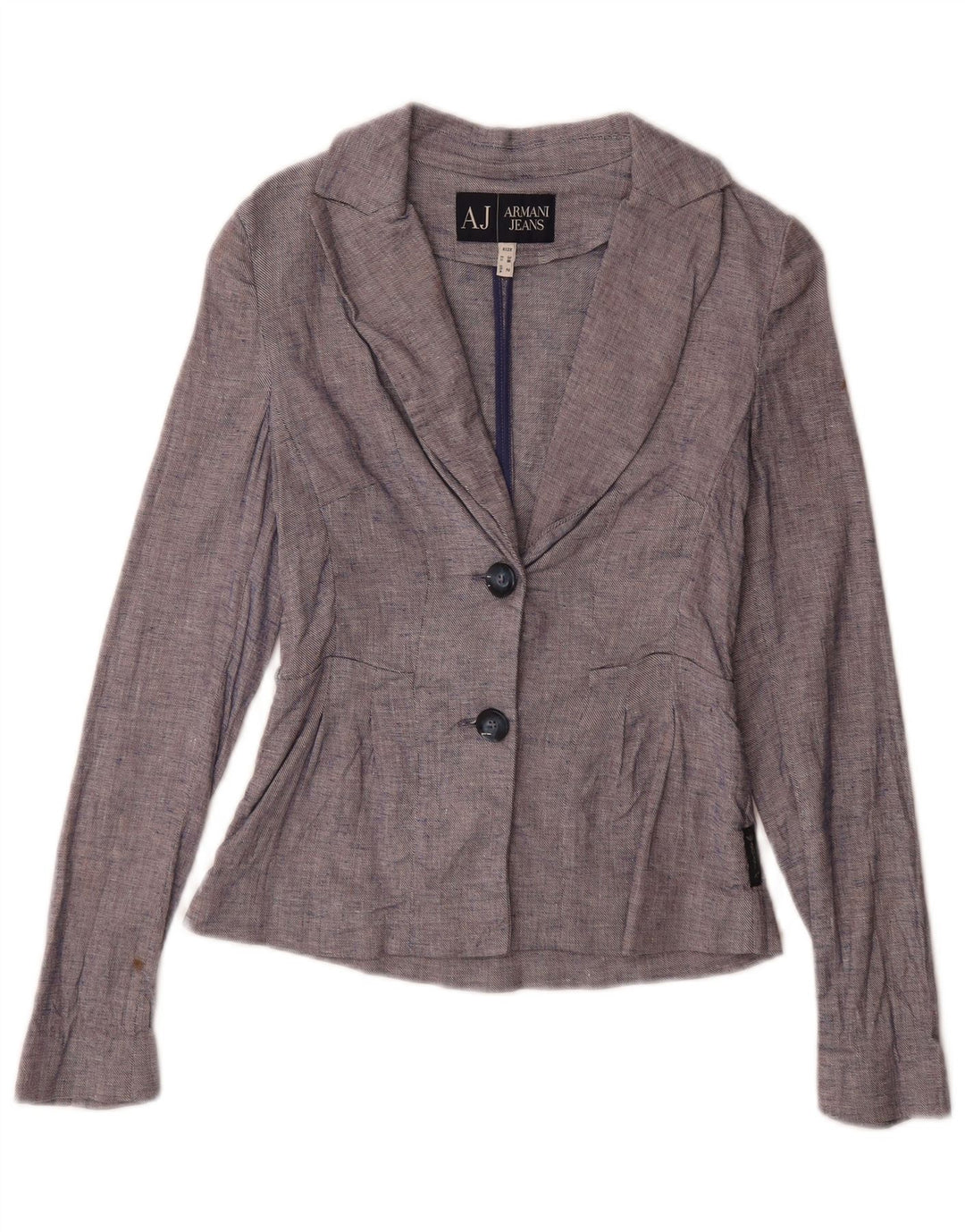 Armani Jeans Womens 2 Button Blazer Jacket US 2 XS Navy Blue