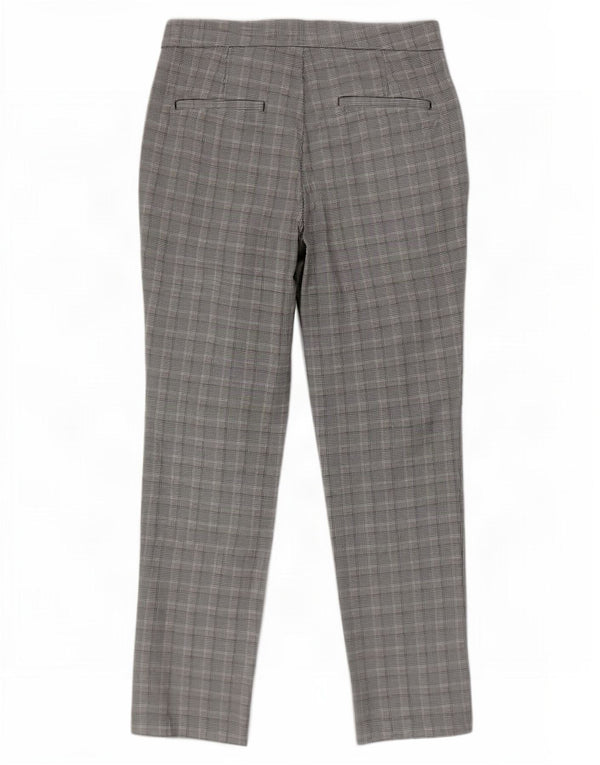 Zara Womens Straight Chino Trousers XS W24 L26 Grey Houndstooth Polyester