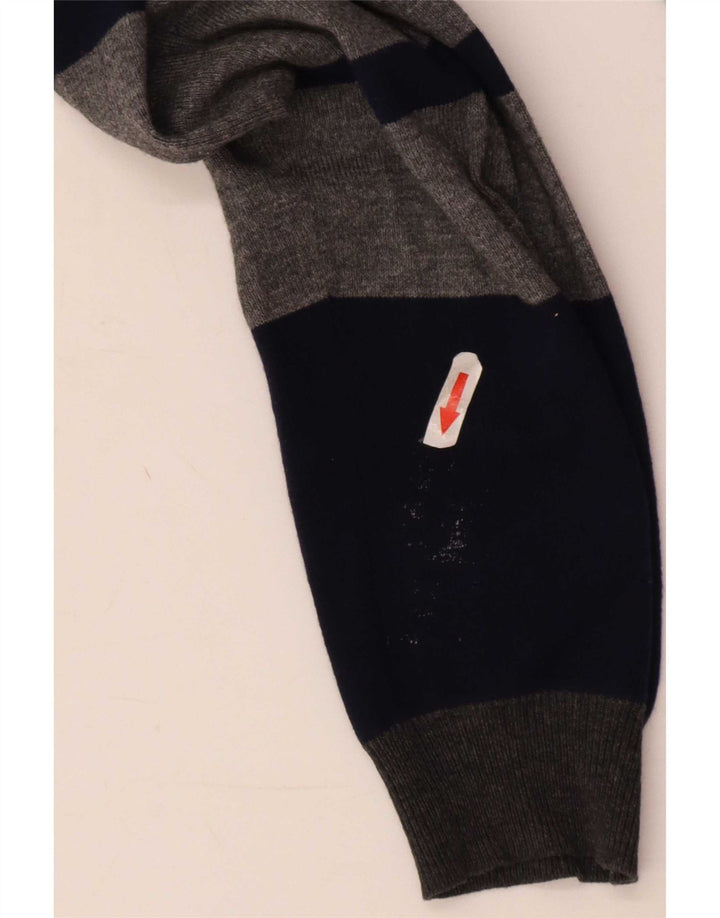 Sun68 Mens Crew Neck Jumper Sweater Large Grey Striped Wool