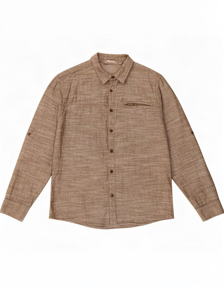 Mountain Warehouse Mens Shirt XL Khaki Flecked Cotton