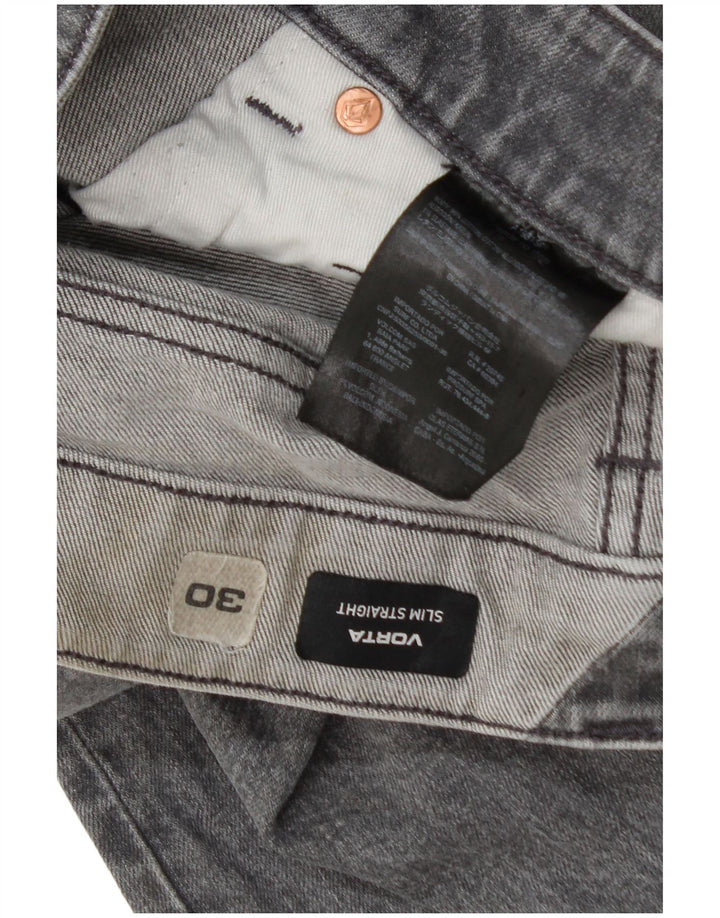 Volcom Mens Vorta Slim Straight Jeans W30 L30 Grey Cotton