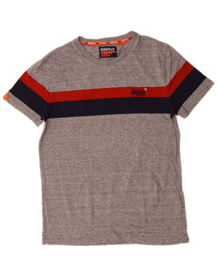 SUPERDRY Mens T-Shirt Top Medium Grey Colourblock Cotton