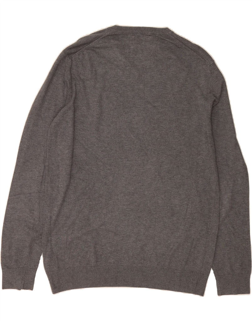 RICHMOND Mens Slim Fit V-Neck Jumper Sweater 3XL Grey Merino Wool Vintage Richmond and Second-Hand Richmond from Messina Hembry 