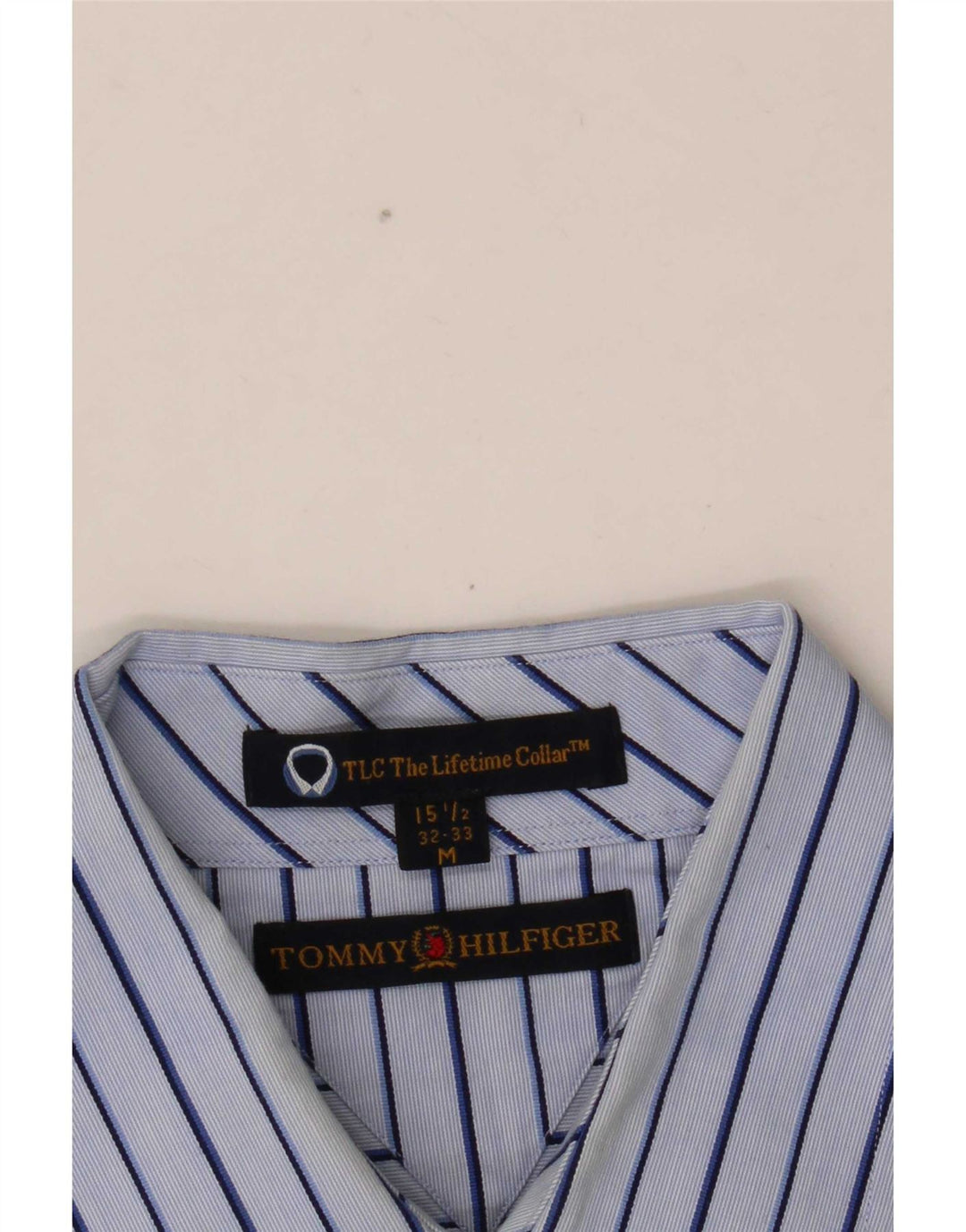 Tommy Hilfiger Mens Shirt Size 15 1/2 Medium Blue Striped