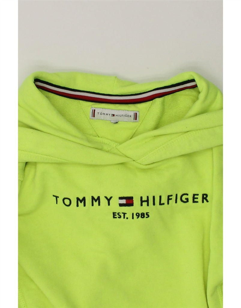 TOMMY HILFIGER Girls Graphic Hoodie Jumper 8-9 Years Green | Vintage Tommy Hilfiger | Thrift | Second-Hand Tommy Hilfiger | Used Clothing | Messina Hembry 