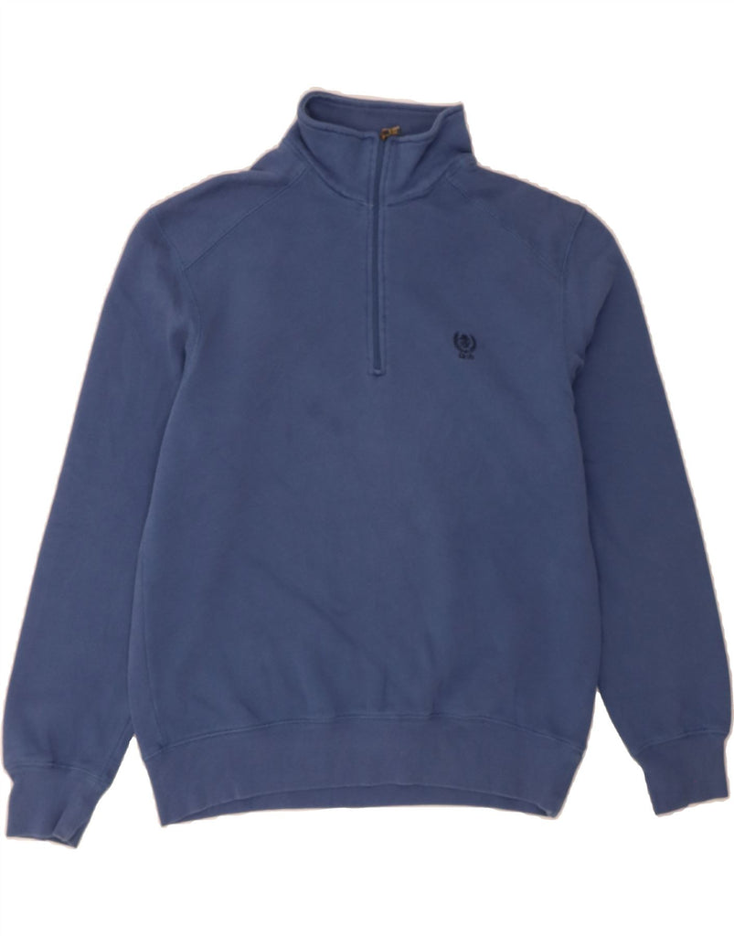 IZOD Mens Zip Neck Sweatshirt Jumper Small Navy Blue Cotton Vintage Izod and Second-Hand Izod from Messina Hembry 