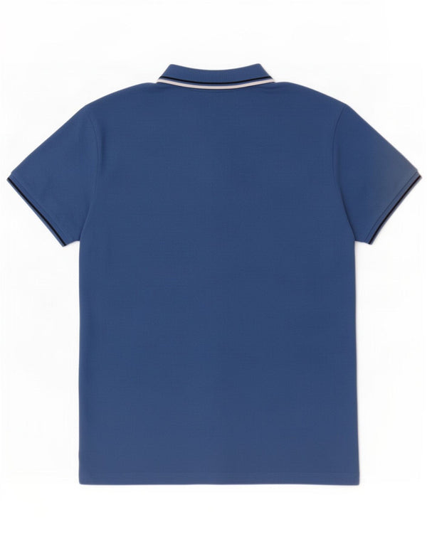 Diadora Mens Polo Shirt Large Blue Striped Cotton