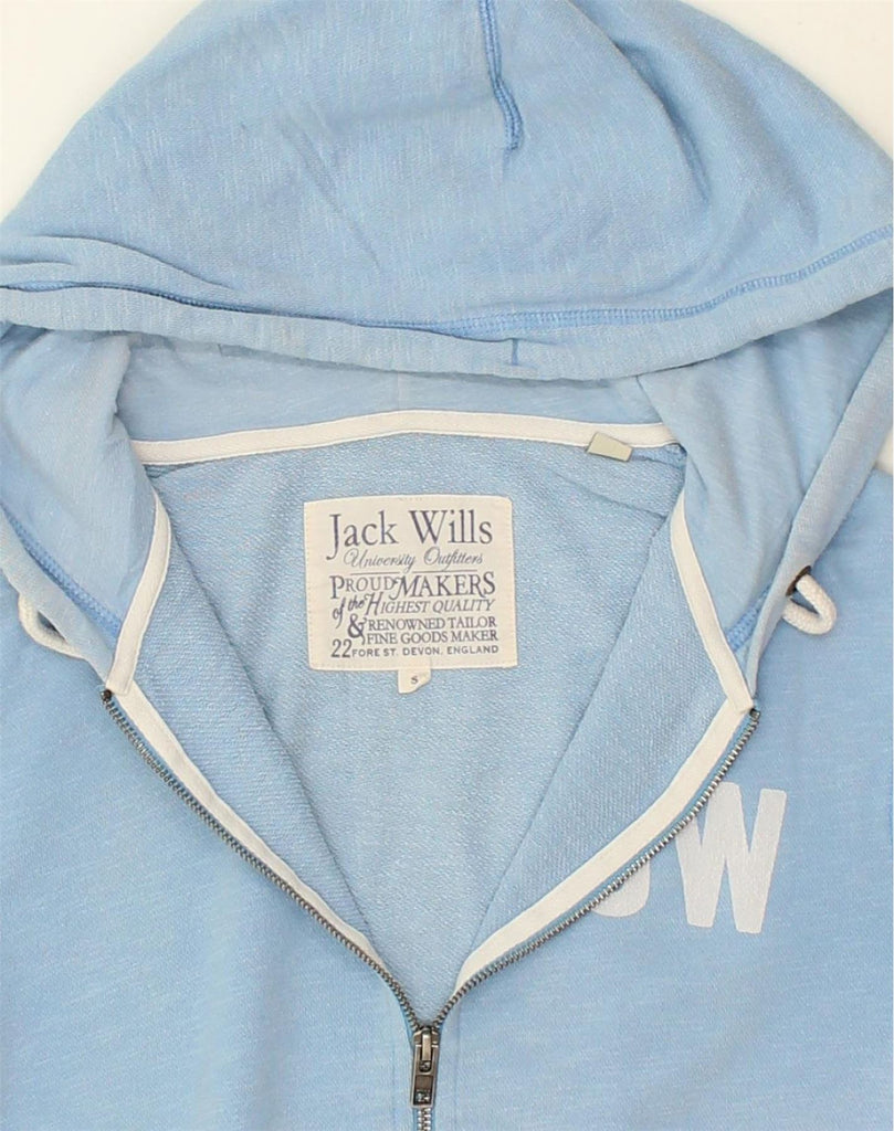 JACK WILLS Mens Graphic Zip Hoodie Sweater Small Blue Cotton | Vintage Jack Wills | Thrift | Second-Hand Jack Wills | Used Clothing | Messina Hembry 