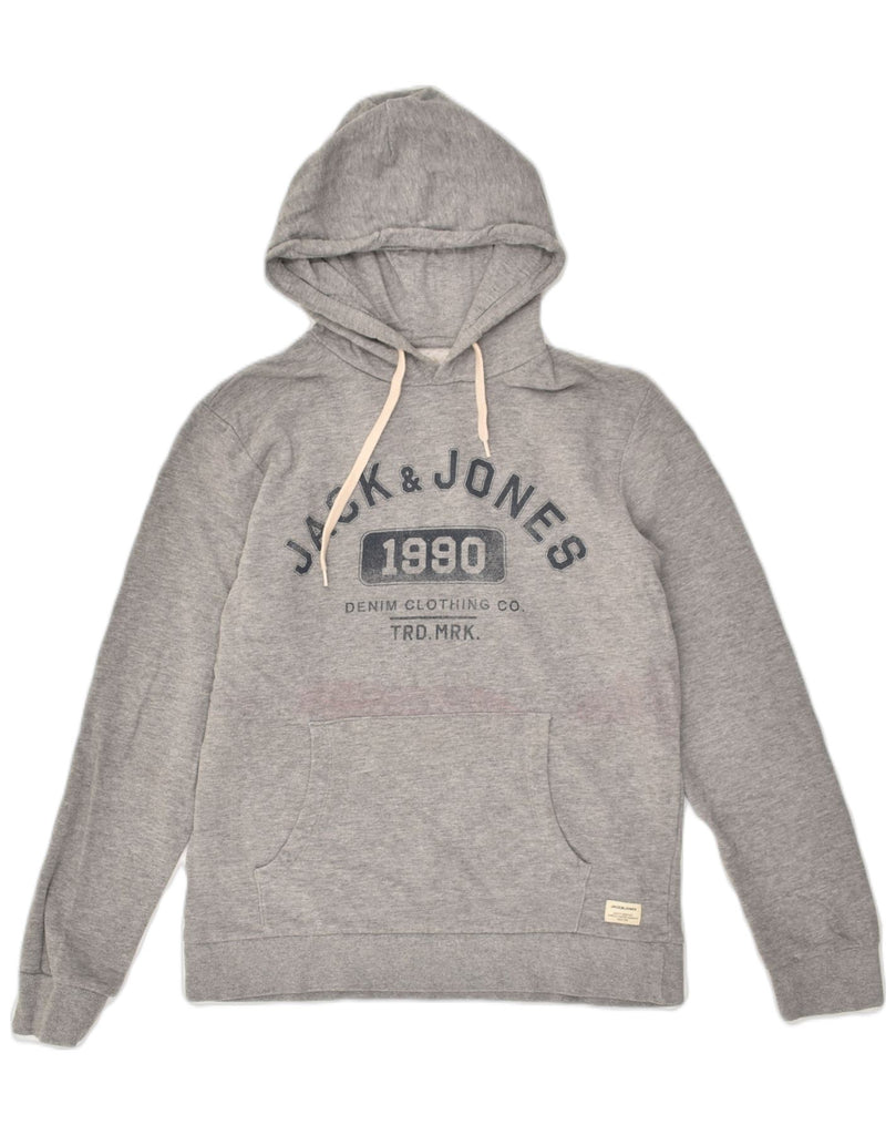 JACK & JONES Mens Graphic Hoodie Jumper Small Grey Cotton | Vintage Jack & Jones | Thrift | Second-Hand Jack & Jones | Used Clothing | Messina Hembry 