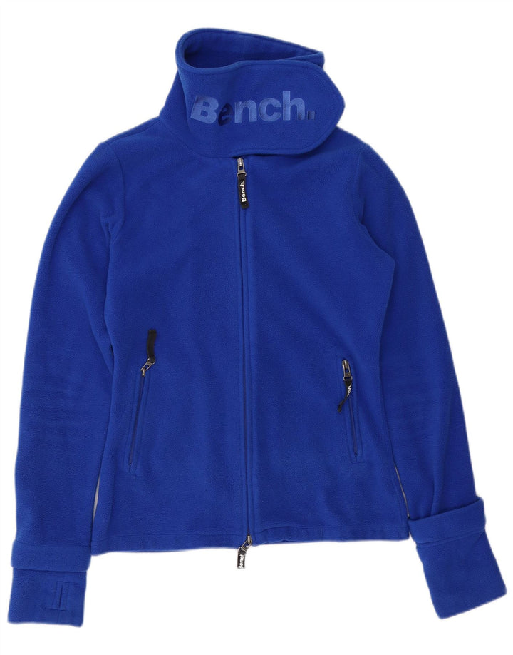 BENCH Womens Graphic Fleece Jacket UK 14 Medium Blue Polyester