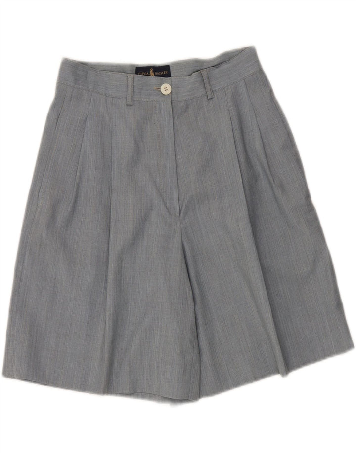 Olivia Hassler Womens High Waist Casual Shorts IT 42 Medium W28  Blue Wool
