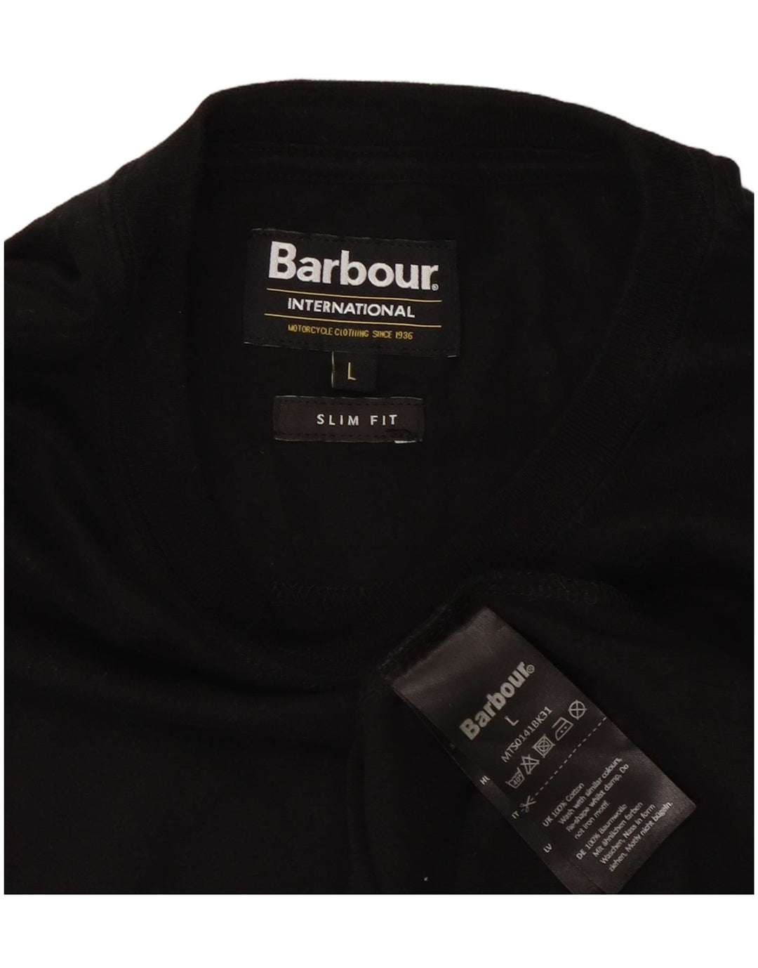 Barbour Mens Slim Fit T-Shirt Top Large Black Cotton