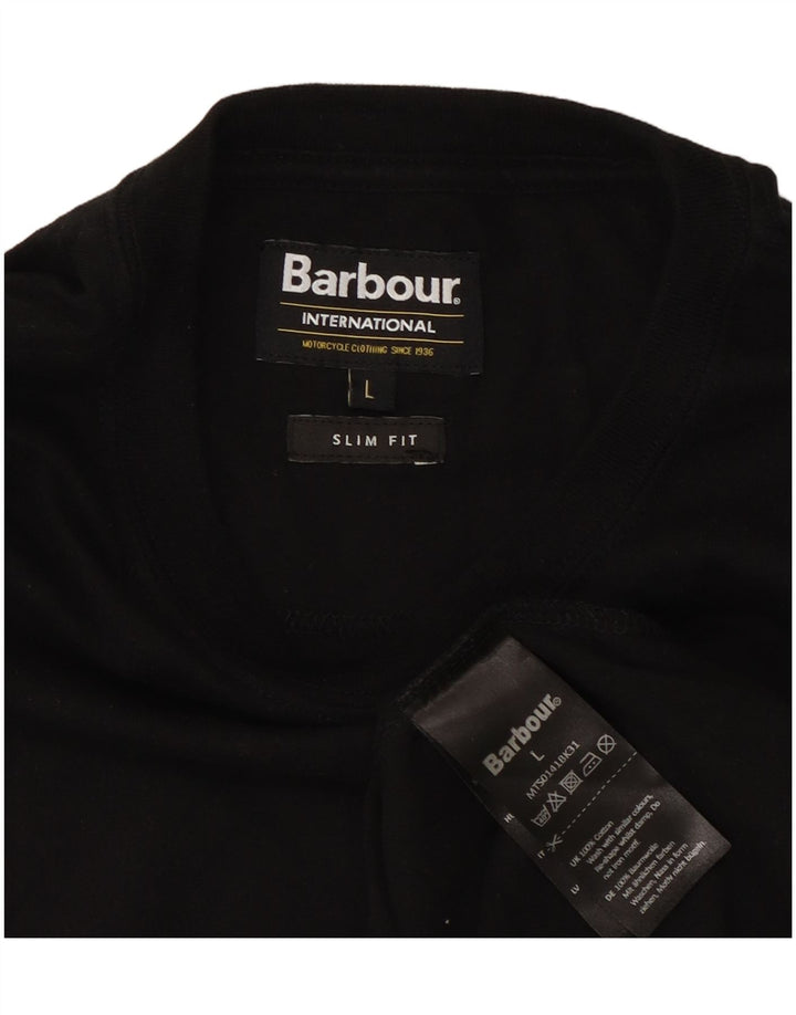 Barbour Mens Slim Fit T-Shirt Top Large Black Cotton
