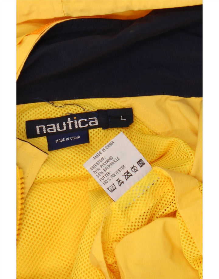 Nautica Mens Hooded Rain Jacket UK 40 Large Yellow Polyamide