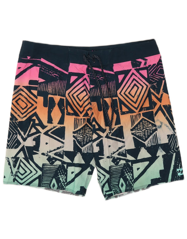 Billabong Mens Swimming Shorts Large  Multicoloured Geometric Polyester