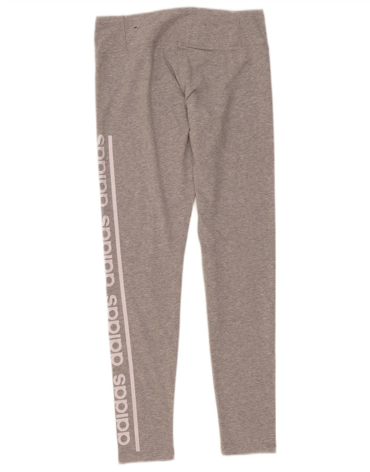 Adidas Womens Climalite Graphic Leggings UK 12/14 Medium  Grey Cotton