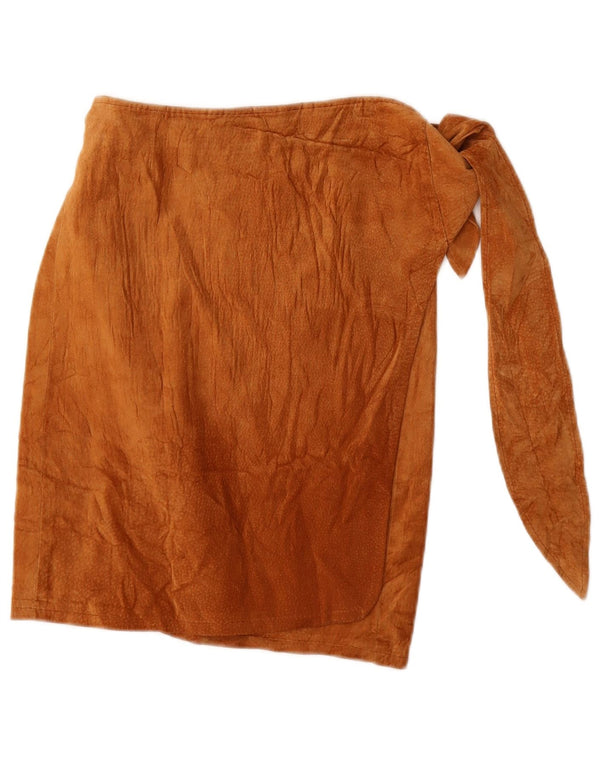 Vintage Womens Suede Wrap Skirt W25 XS Beige
