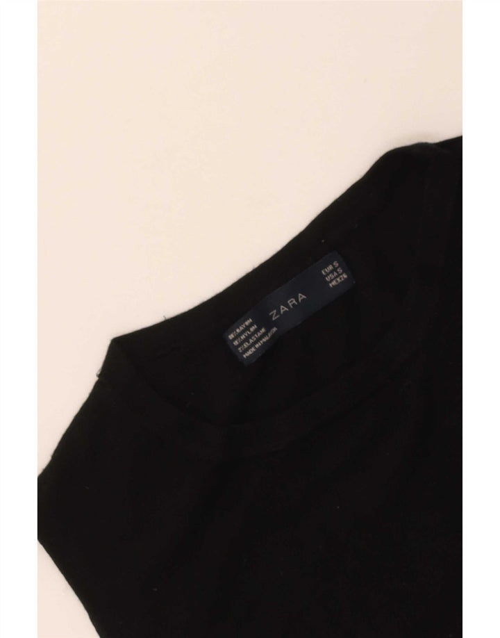 Zara Womens Vest Tank Top UK 8 Small Black Rayon
