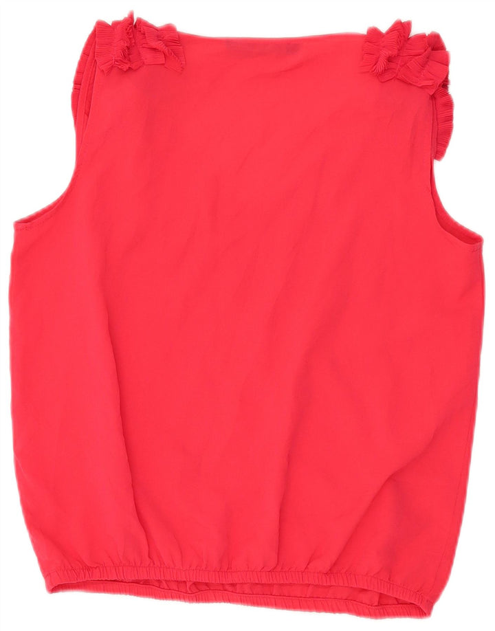 Zara Womens Ruffle Front Sleeveless Blouse Top UK 14 Medium Red