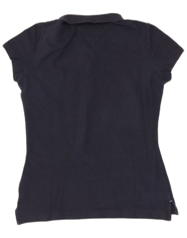 Tommy Hilfiger Womens Slim Fit Polo Shirt UK 12 Medium Navy Blue Cotton
