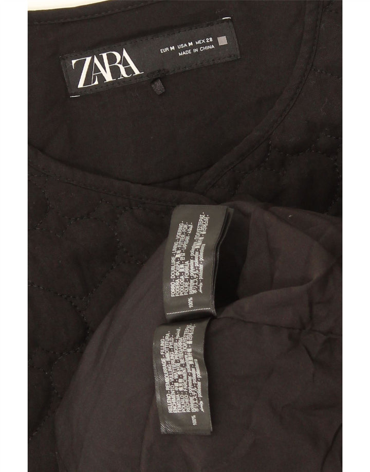 Zara Womens Oversized Quilted Jacket UK 14 Medium Black Polyester
