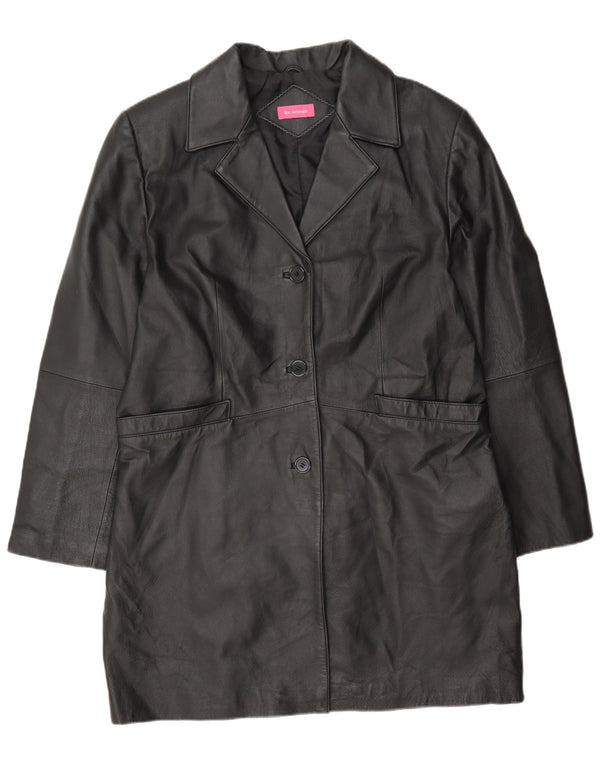 Vintage Womens Leather Coat UK 16 Large Black