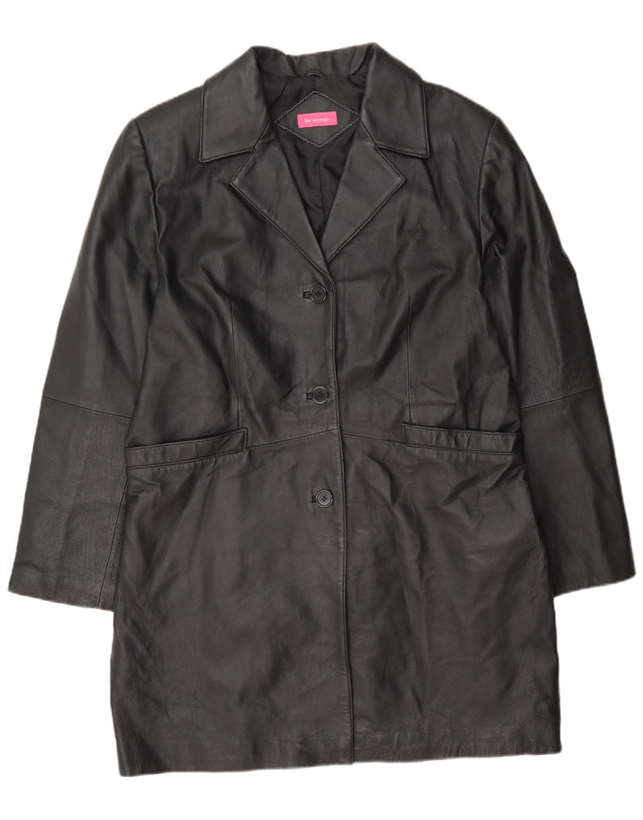 Vintage Womens Leather Coat UK 16 Large Black