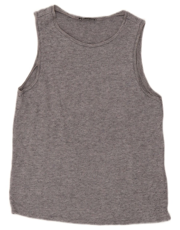 Zara Womens Vest Top UK 10 Small Grey Flecked Viscose