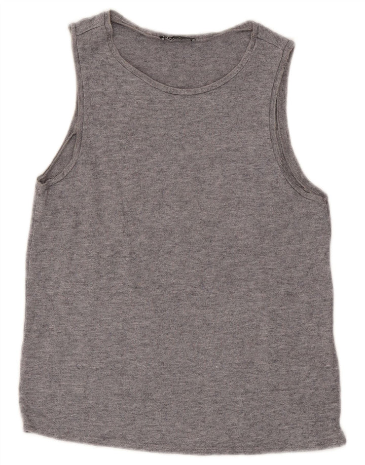Zara Womens Vest Top UK 10 Small Grey Flecked Viscose