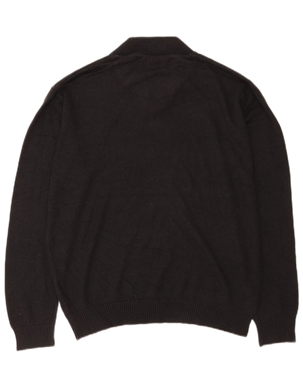 Pierre Cardin Mens Button Neck Jumper Sweater Large Black Acrylic