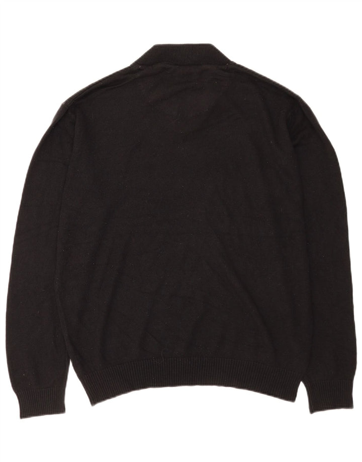 Pierre Cardin Mens Button Neck Jumper Sweater Large Black Acrylic