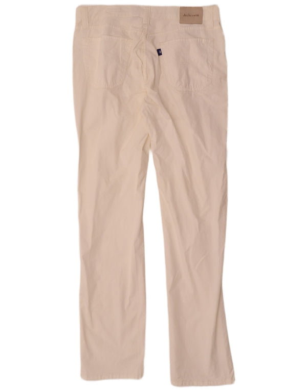 Jeckerson Mens Straight Casual Trousers W36 L36 White Cotton