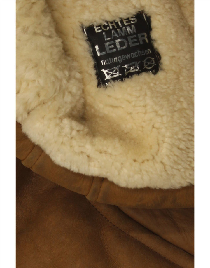 Miss Astor Womens Shearling Coat IT 42 Medium Beige Leather