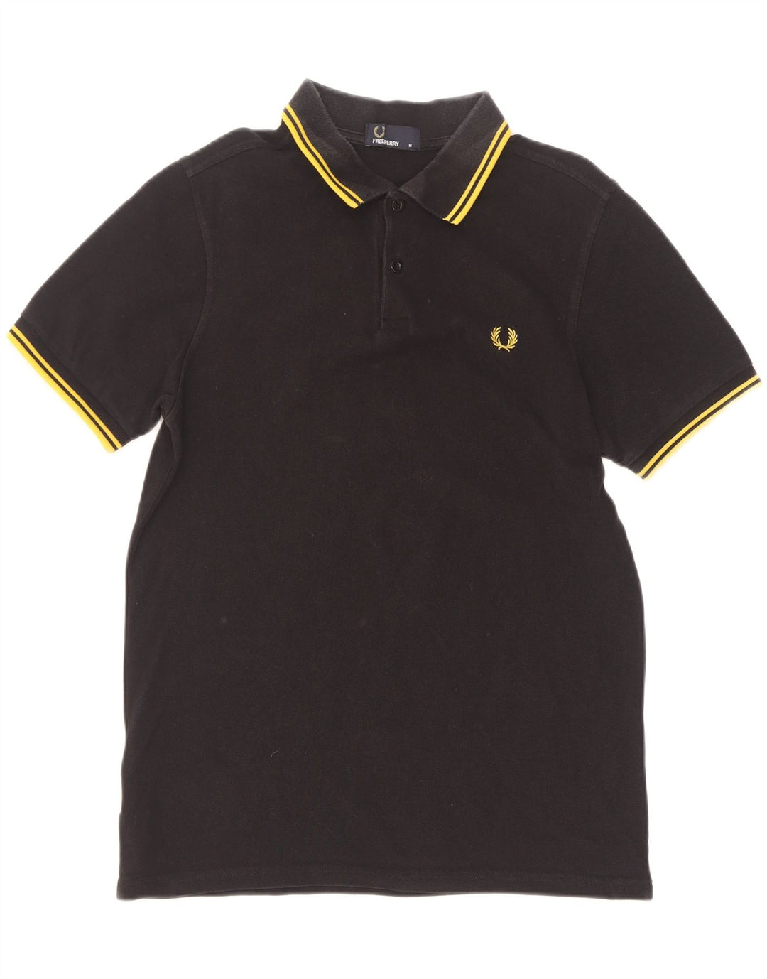 Fred Perry Mens Polo Shirt Medium Black Striped Cotton