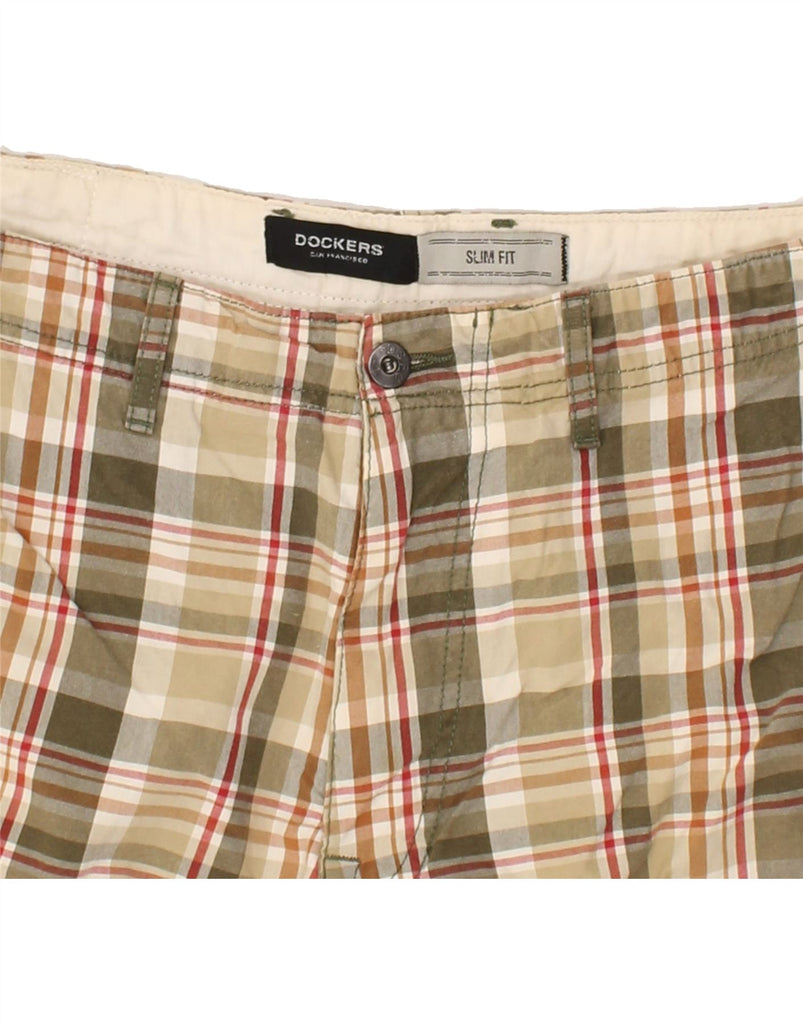 DOCKERS Mens Slim Fit Cargo Shorts W34 Large  Beige Check Cotton | Vintage Dockers | Thrift | Second-Hand Dockers | Used Clothing | Messina Hembry 