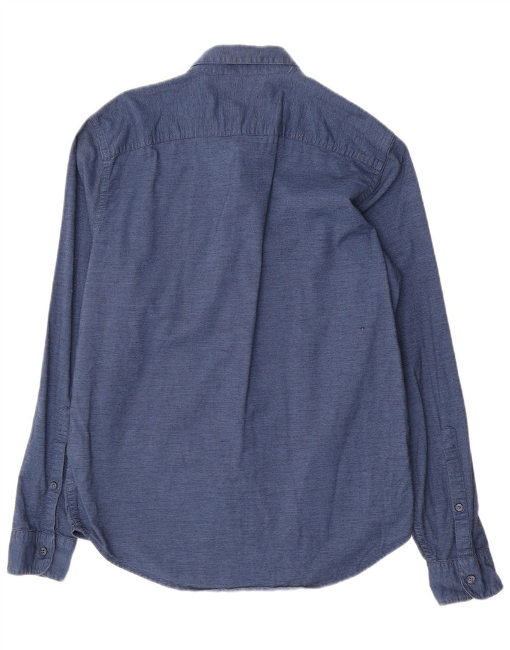 Hollister Mens Slim Fit Shirt Medium Navy Blue Cotton