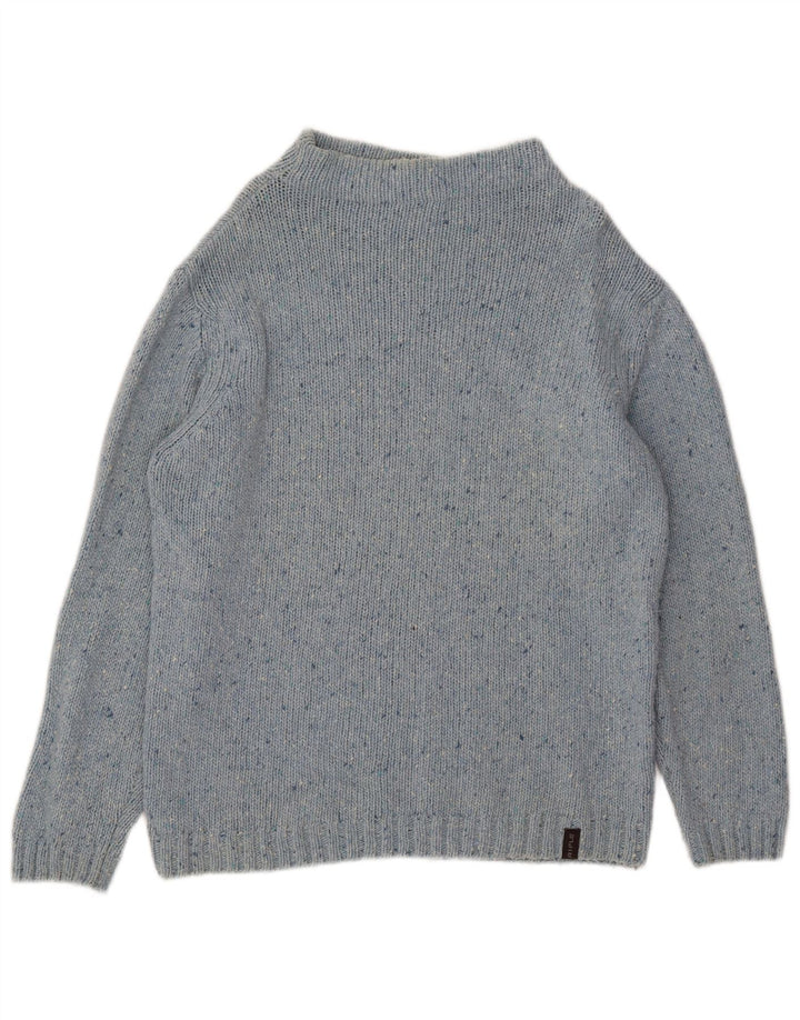 Rifle Womens Turtle Neck Jumper Sweater UK 16 Large Blue Flecked Wool